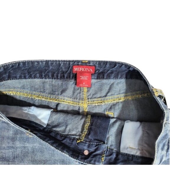 MERONA Upcycled Sequined Star Patch Denim Jean Skirt - Women's 8 - Picture 4 of 4